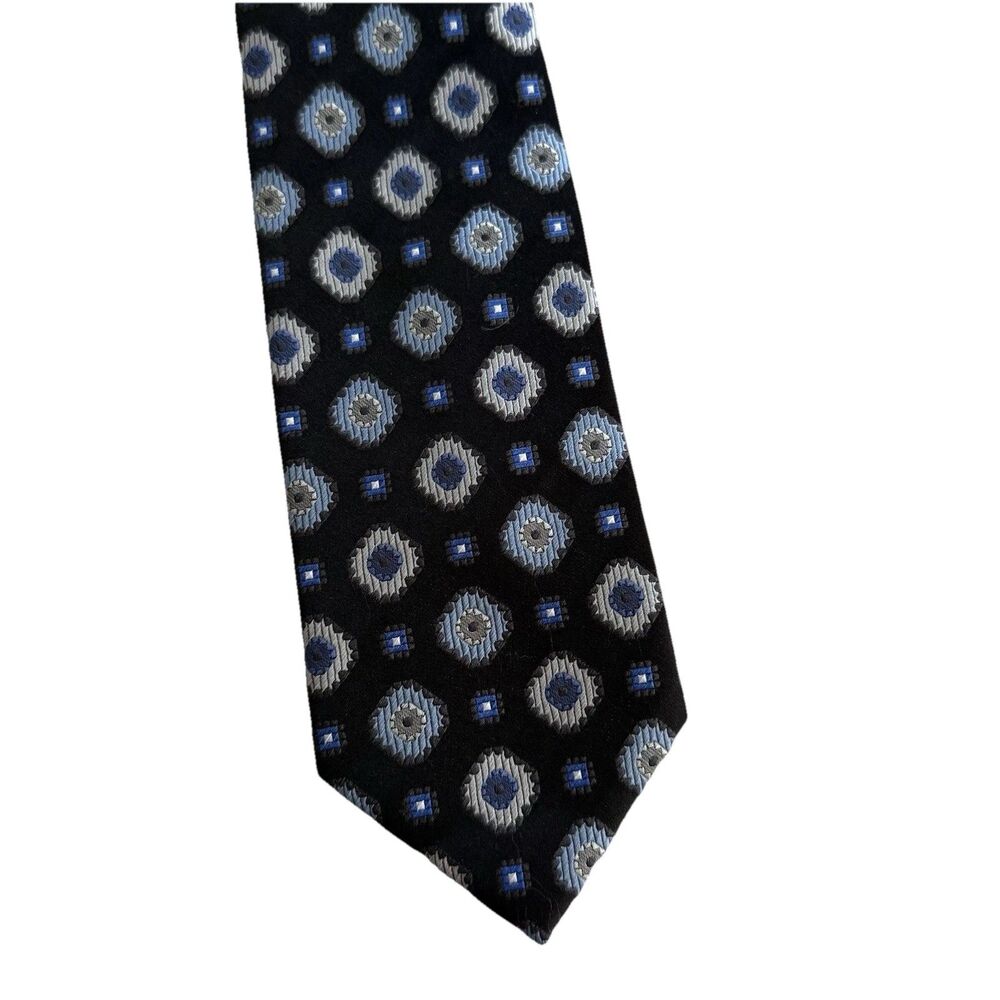 Kenneth Roberts Platinum Blue Silver 100% Silk Tie Professional Office 3.5 x 60”